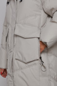 Купить Пальто утепленное молодежное зимнее женское светло-серого цвета 52330SS, фото 12