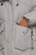 Купить Пальто утепленное молодежное зимнее женское светло-серого цвета 52330SS, фото 13