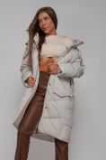 Купить Пальто утепленное молодежное зимнее женское светло-серого цвета 52330SS, фото 17
