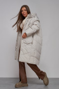 Купить Пальто утепленное молодежное зимнее женское светло-серого цвета 52330SS, фото 20