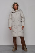Купить Пальто утепленное молодежное зимнее женское светло-серого цвета 52330SS, фото 5