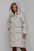 Купить Пальто утепленное молодежное зимнее женское светло-серого цвета 52330SS, фото 6