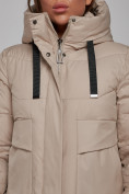 Купить Пальто утепленное молодежное зимнее женское бежевого цвета 52331B, фото 12