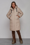 Купить Пальто утепленное молодежное зимнее женское бежевого цвета 52331B, фото 6