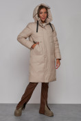 Купить Пальто утепленное молодежное зимнее женское бежевого цвета 52331B, фото 7