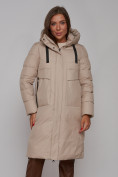 Купить Пальто утепленное молодежное зимнее женское бежевого цвета 52331B, фото 8
