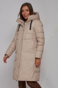 Купить Пальто утепленное молодежное зимнее женское бежевого цвета 52331B, фото 9