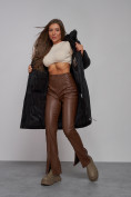 Купить Пальто утепленное молодежное зимнее женское черного цвета 52331Ch, фото 15