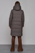 Купить Пальто утепленное молодежное зимнее женское темно-серого цвета 52331TC, фото 4