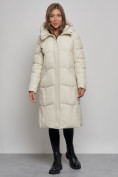 Купить Пальто утепленное молодежное зимнее женское бежевого цвета 52332B