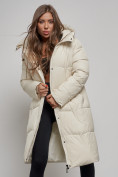 Купить Пальто утепленное молодежное зимнее женское бежевого цвета 52332B, фото 12