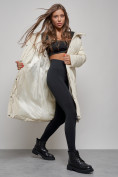 Купить Пальто утепленное молодежное зимнее женское бежевого цвета 52332B, фото 13