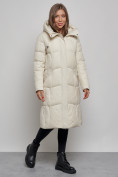 Купить Пальто утепленное молодежное зимнее женское бежевого цвета 52332B, фото 2