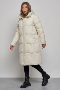 Купить Пальто утепленное молодежное зимнее женское бежевого цвета 52332B, фото 3