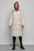 Купить Пальто утепленное молодежное зимнее женское бежевого цвета 52332B, фото 5
