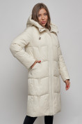 Купить Пальто утепленное молодежное зимнее женское бежевого цвета 52332B, фото 9