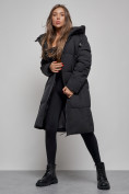 Купить Пальто утепленное молодежное зимнее женское черного цвета 52332Ch, фото 14