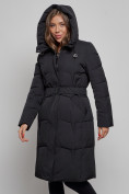 Купить Пальто утепленное молодежное зимнее женское черного цвета 52332Ch, фото 6