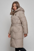 Купить Пальто утепленное молодежное зимнее женское светло-коричневого цвета 52332SK, фото 10