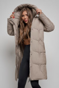 Купить Пальто утепленное молодежное зимнее женское светло-коричневого цвета 52332SK, фото 12