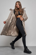 Купить Пальто утепленное молодежное зимнее женское светло-коричневого цвета 52332SK, фото 13
