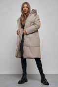 Купить Пальто утепленное молодежное зимнее женское светло-коричневого цвета 52332SK, фото 14