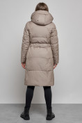 Купить Пальто утепленное молодежное зимнее женское светло-коричневого цвета 52332SK, фото 4