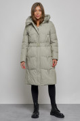 Купить Пальто утепленное молодежное зимнее женское зеленого цвета 52332Z