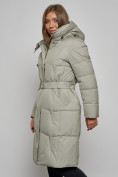 Купить Пальто утепленное молодежное зимнее женское зеленого цвета 52332Z, фото 10