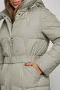 Купить Пальто утепленное молодежное зимнее женское зеленого цвета 52332Z, фото 11