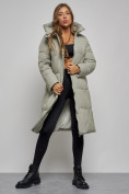 Купить Пальто утепленное молодежное зимнее женское зеленого цвета 52332Z, фото 12