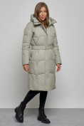 Купить Пальто утепленное молодежное зимнее женское зеленого цвета 52332Z, фото 2