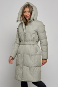Купить Пальто утепленное молодежное зимнее женское зеленого цвета 52332Z, фото 6