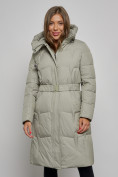 Купить Пальто утепленное молодежное зимнее женское зеленого цвета 52332Z, фото 8