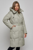 Купить Пальто утепленное молодежное зимнее женское зеленого цвета 52332Z, фото 9