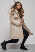 Купить Пальто утепленное с капюшоном зимнее женское бежевого цвета 52333B, фото 14