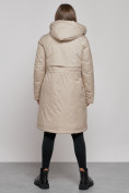 Купить Пальто утепленное с капюшоном зимнее женское бежевого цвета 52333B, фото 4