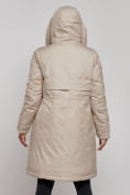 Купить Пальто утепленное с капюшоном зимнее женское бежевого цвета 52333B, фото 7