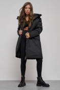 Купить Пальто утепленное с капюшоном зимнее женское черного цвета 52333Ch, фото 10