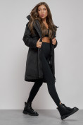 Купить Пальто утепленное с капюшоном зимнее женское черного цвета 52333Ch, фото 11