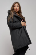 Купить Пальто утепленное с капюшоном зимнее женское черного цвета 52333Ch, фото 15