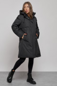 Купить Пальто утепленное с капюшоном зимнее женское черного цвета 52333Ch, фото 3