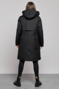 Купить Пальто утепленное с капюшоном зимнее женское черного цвета 52333Ch, фото 4
