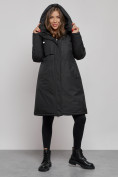 Купить Пальто утепленное с капюшоном зимнее женское черного цвета 52333Ch, фото 5