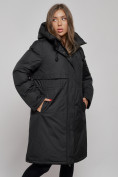 Купить Пальто утепленное с капюшоном зимнее женское черного цвета 52333Ch, фото 7