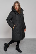 Купить Пальто утепленное с капюшоном зимнее женское черного цвета 52333Ch, фото 9