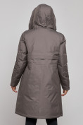 Купить Пальто утепленное с капюшоном зимнее женское темно-серого цвета 52333TC, фото 13