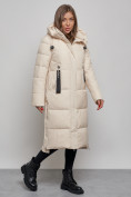 Купить Пальто утепленное молодежное зимнее женское светло-бежевого цвета 52351SB, фото 2