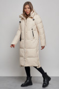 Купить Пальто утепленное молодежное зимнее женское светло-бежевого цвета 52351SB, фото 3