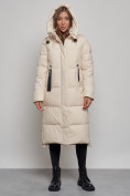 Купить Пальто утепленное молодежное зимнее женское светло-бежевого цвета 52351SB, фото 5